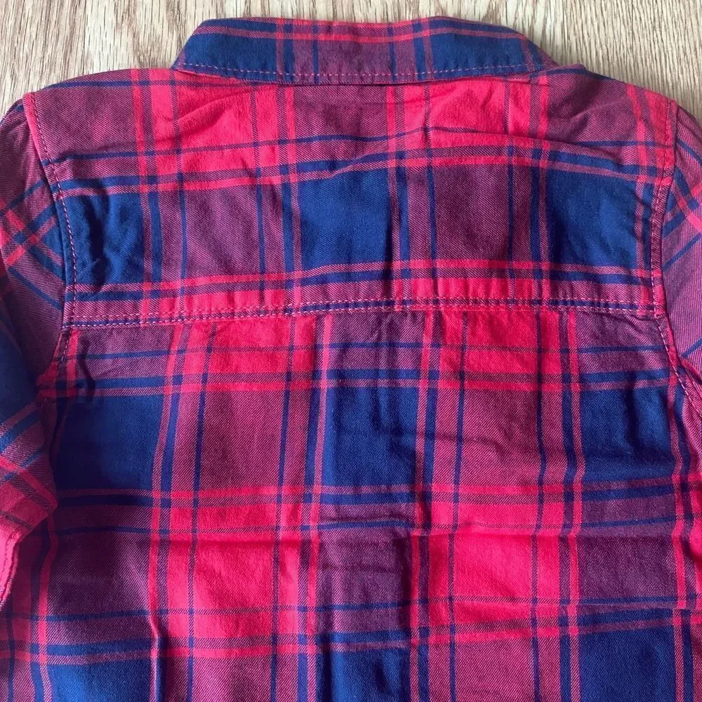 OshKosh B'gosh Plaid Button Up Shirt Red Navy 24 Months